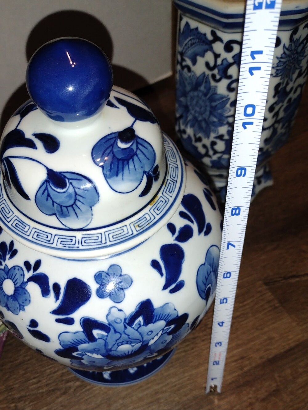Blue and White Floral Lotus Peony Porcelain Ginger Jar - Picture 5 of 8